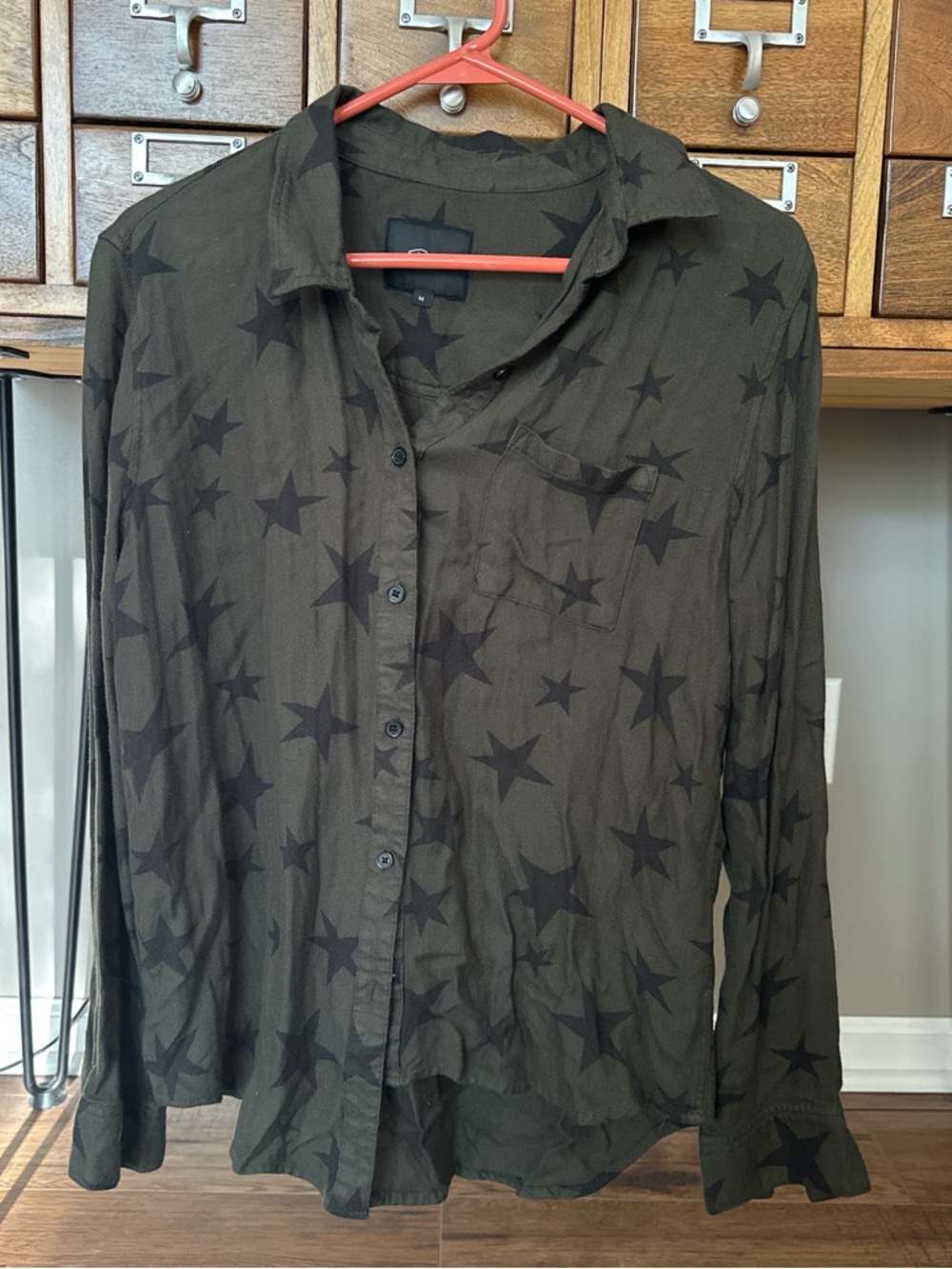 Rails Green Star-Print Button-Up Shirt
